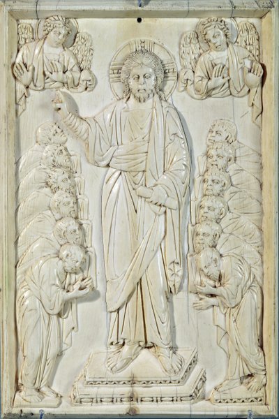 Placa que representa a Cristo bendiciendo a los Apóstoles, Constantinopla de Byzantine